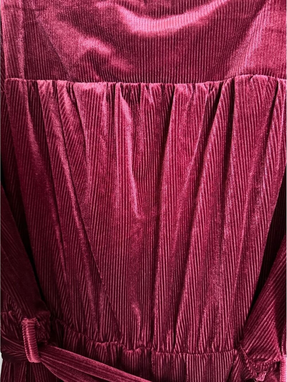 Bloomchic NEW Corduroy Dress Size 26 Red Maroon Flare Trumpet Pleated Coquette - Picture 5 of 9